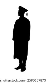 silhouette of a man in toga and graduation cap, graduate, student - vector illustration