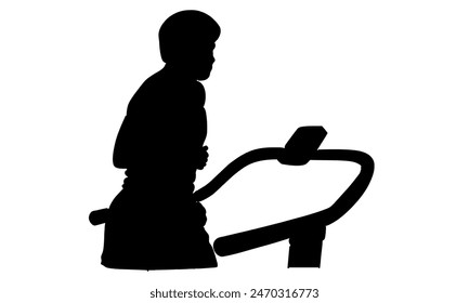 silhouette of man training speed run with treadmill vector illustration