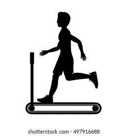 silhouette with man in treadmill