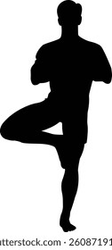 Silhouette of a Man in Tree Pose