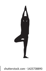 silhouette man with tree pose asana in yoga concept
