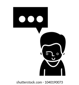 silhouette man with t-shirt and chat bubble message