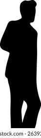 Silhouette of a man turning sideways and smiling