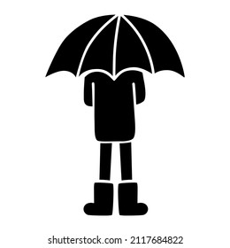 silueta de un hombre bajo un paraguas. Ilustración del vector