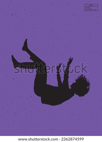 Silhouette of man under water. Falling person isolated vector outline