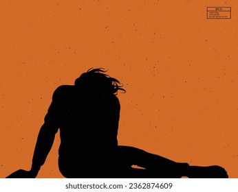 Silhouette of man under water. Sitting person isolated vector outline