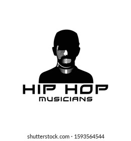 silhouette man using cap. Hip Hop musician logo Ideas. Inspiration logo design. Template Vector Illustration. Isolated On White Background