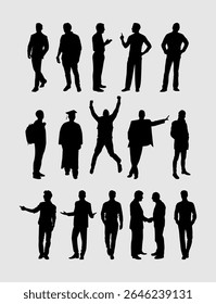 silhouette of man in various poses