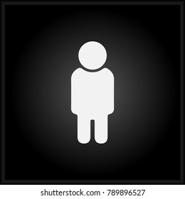 Silhouette of man vector icon. Flat image for website in black background.