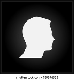 Silhouette of man vector icon. Flat image for website in black background.