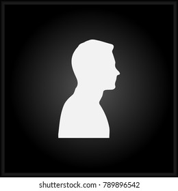 Silhouette of man vector icon. Flat image for website in black background.