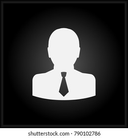 Silhouette of man vector icon. Flat image for website in black background.