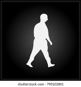 Silhouette of man vector icon. Flat image for website in black background.
