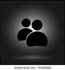 Silhouette of man vector icon. Flat image for website in black background.