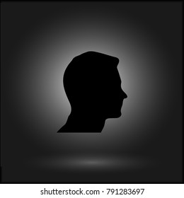 Silhouette of man vector icon. Flat image for website in black background.