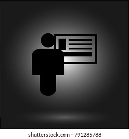 Silhouette of man vector icon. Flat image for website in black background.