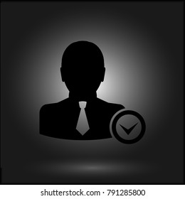 Silhouette of man vector icon. Flat image for website in black background.