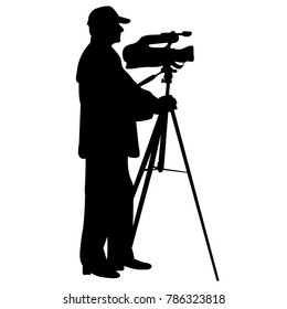 silhouette of man with video camera
