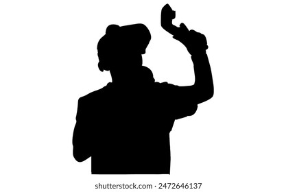 silhouette of man with virtual reality device