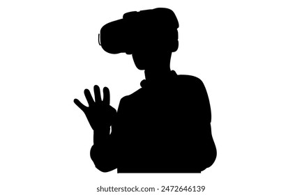 silhouette of man with virtual reality device