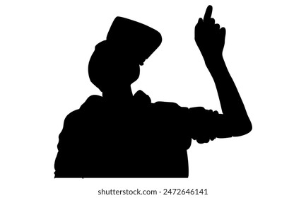silhouette of man with virtual reality device