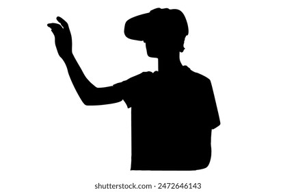 silhouette of man with virtual reality device