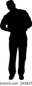 Silhouette of a man with waist pain.