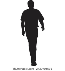 A silhouette of a man walking