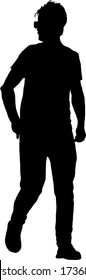 Silhouette of a man walking around. Vector illustration.