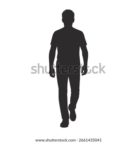 Silhouette of a man walking confidently front view