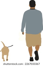 Silhouette Man Walking with Dog 1 illustration vector	