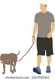 Silhouette Man Walking with Dog 2 illustration vector	