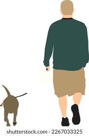 Silhouette Man Walking with Dog 3 illustration vector	