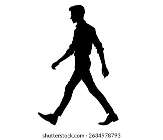 Silhueta de um homem andando, ícone isolado no fundo