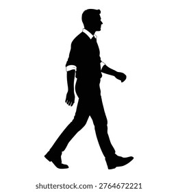 Silhouette of a man walking on transparent background