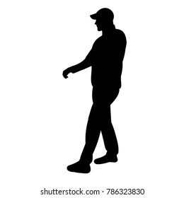  silhouette man is walking, on a white background, alone