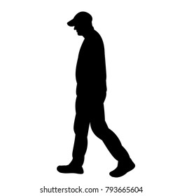 silhouette man is walking on a white background