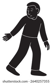 Silhouette of a man walking with one hand trailing behind as if being pulled emotionally
