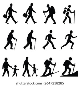 Silhouette of Man Walking Vector Illustration for Outdoor or Urban Concepts
