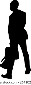 Silhouette of a man walking to work