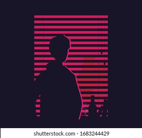 silhouette of man, watching in the window vector