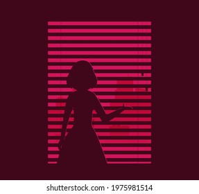 silhouette of man, watching in the window vector