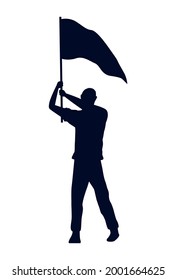 silhouette man waving flag character icon