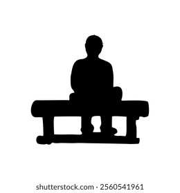 silhouette of a man wearing a cap and sitting on a park bench