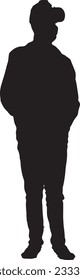 silhouette of man wearing hat.