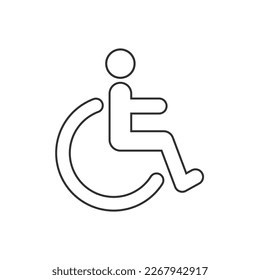 Silhouette of a man in a wheelchair, vector symbol outline design, flat icon.