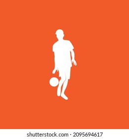 silhouette man white playing soccer logo design vector graphic symbol icon sign illustration creative idea