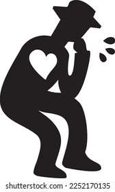 A silhouette of a man who feels something wrong with his heart and chest
