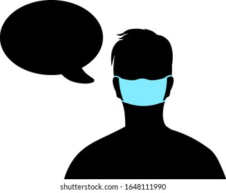 Silhouette of a man who says something