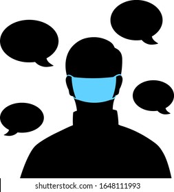 Silhouette of a man who says something